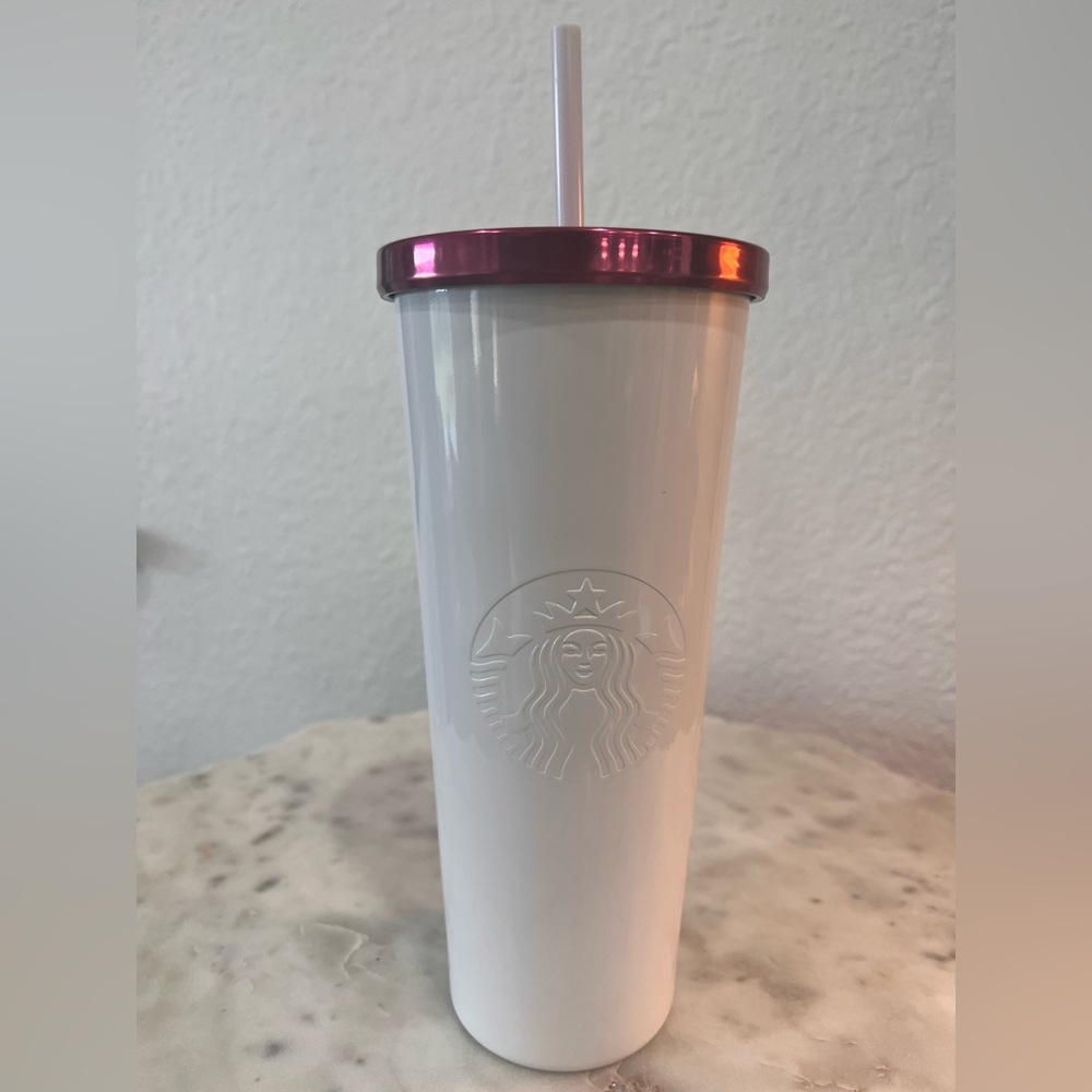 HTF Starbucks Beautiful White Satin Finish SS Tumbler